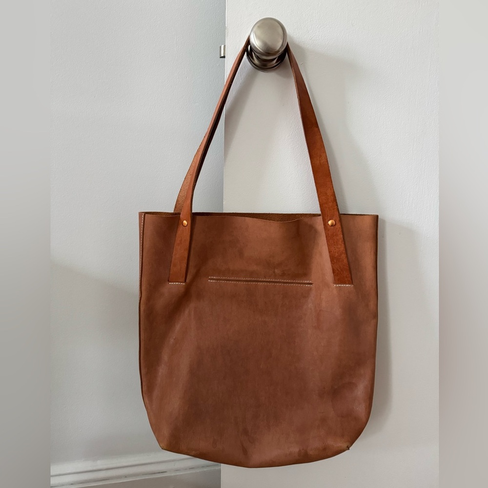 Pink leather 15” x 15” tote bag
